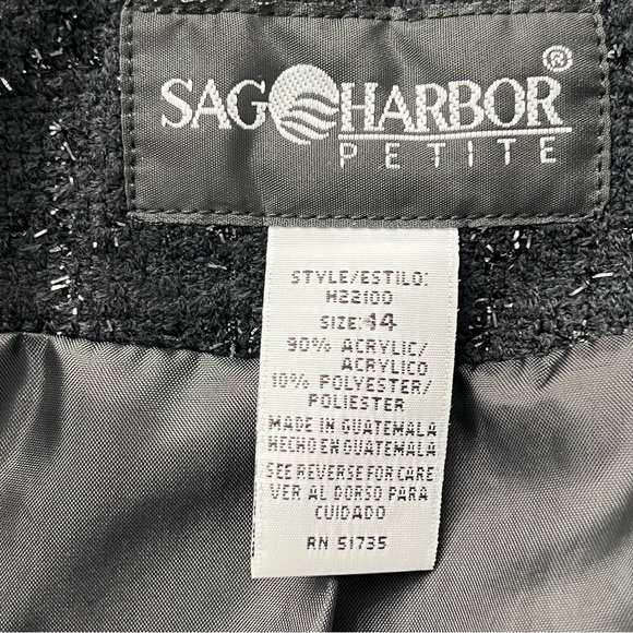 Sag Harbor Petite Women's Sparkly Tweed Dressy Evening Jacket, Black, Size 14 - Picture 4 of 5